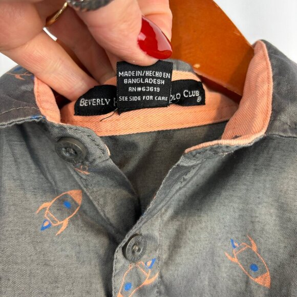 Beverly Hills Polo Club Kids Rocket Ship Button Up Shirt - Picture 7 of 9